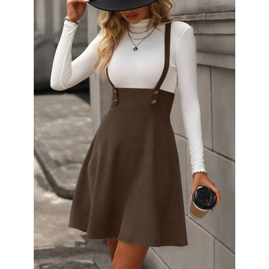 Kadın Askılı Düğmeli Mini Süet Elbise , 29287 Kadın Askılı Düğmeli Mini Süet Elbise , 29287