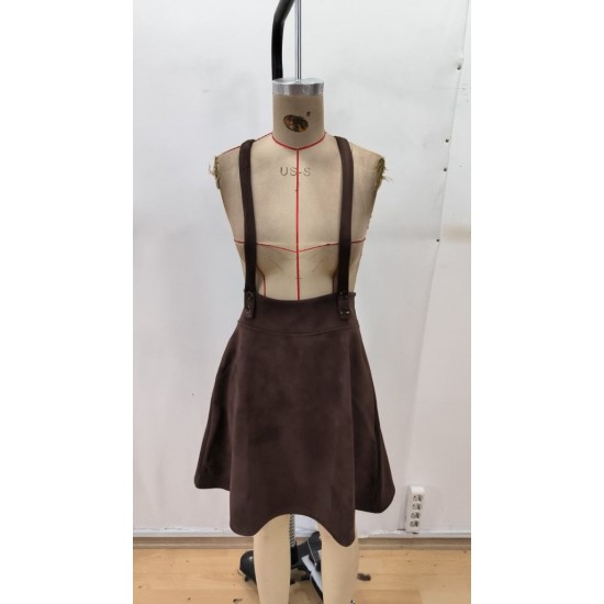 Kadın Askılı Düğmeli Mini Süet Elbise , 29287 Kadın Askılı Düğmeli Mini Süet Elbise , 29287