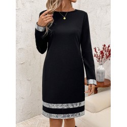 Kadın Uzun Kollu Bisiklet Yaka Mini Ithal Krep Elbise , 29282