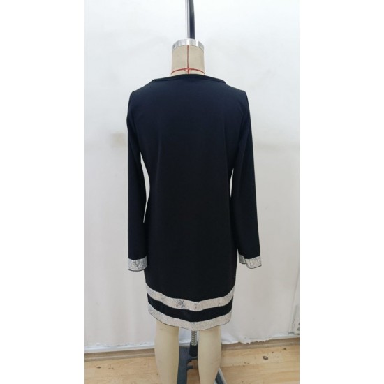 Kadın Uzun Kollu Bisiklet Yaka Mini Ithal Krep Elbise , 29282