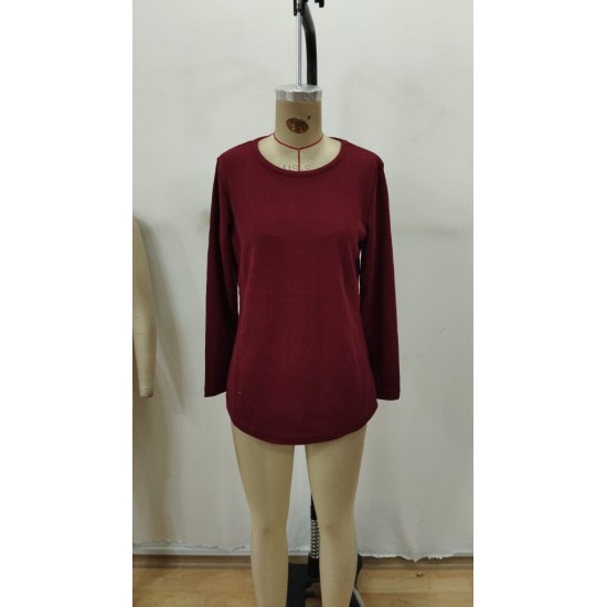 Kadın Uzun Kollu Yuvarlak Yaka Arkadan Düğmeli Waffle Bluz , 29307