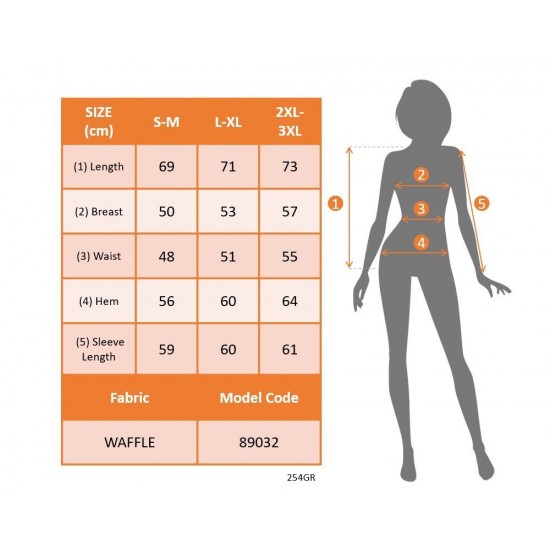 Kadın Uzun Kollu Yuvarlak Yaka Arkadan Düğmeli Waffle Bluz , 29306