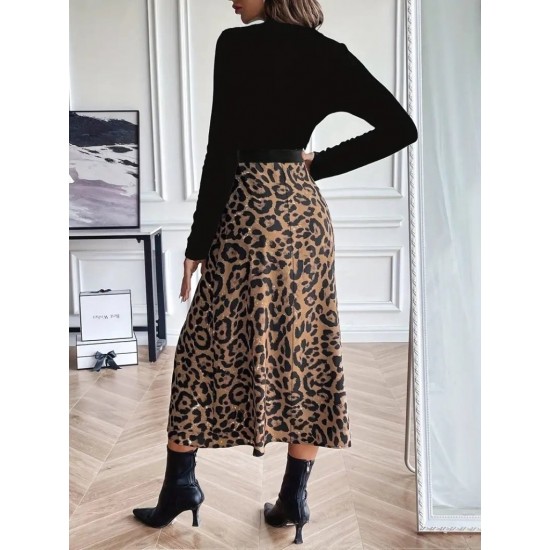 Kadın Uzun Kollu Bisiklet Yaka Ithal Krep Bluz Alt Desenli Modal Midi Elbise, 29300 Kadın Uzun Kollu Bisiklet Yaka Ithal Krep Bluz Alt Desenli Modal Midi Elbise, 29300