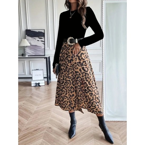 Kadın Uzun Kollu Bisiklet Yaka Ithal Krep Bluz Alt Desenli Modal Midi Elbise, 29300 Kadın Uzun Kollu Bisiklet Yaka Ithal Krep Bluz Alt Desenli Modal Midi Elbise, 29300