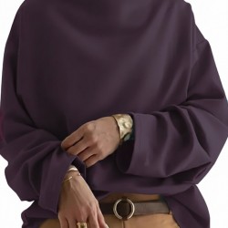 Kadın Uzun Kollu Geniş Balıkçı Yaka Modal Mürdüm Bluz , 29298 Kadın Uzun Kollu Geniş Balıkçı Yaka Modal Mürdüm Bluz , 29298