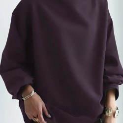 Kadın Uzun Kollu Geniş Balıkçı Yaka Modal Mürdüm Bluz , 29298 Kadın Uzun Kollu Geniş Balıkçı Yaka Modal Mürdüm Bluz , 29298