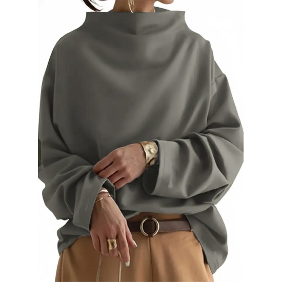 Kadın Uzun Kollu Geniş Balıkçı Yaka Modal Bluz , 29297