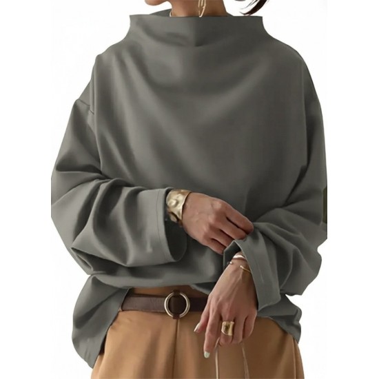 Kadın Uzun Kollu Geniş Balıkçı Yaka Modal Bluz , 29297