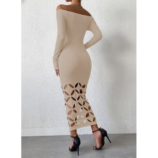 Kadın Madonna Yaka Uzun Kollu Lazer çiçek Kesim Detaylı Uzun Ithal Krep Elbise, 29295 Kadın Madonna Yaka Uzun Kollu Lazer çiçek Kesim Detaylı Uzun Ithal Krep Elbise, 29295