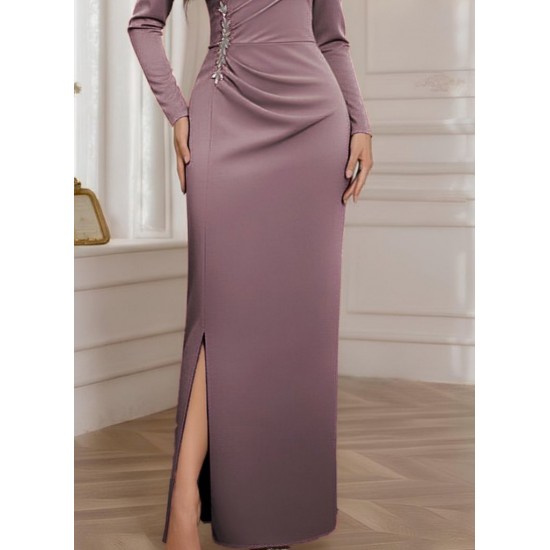 Kadın Uzun Kollu Kruvaze Yakalı Yanları Taşlı Yırtmaçlı Uzun Ithal Krep Elbise, 29291 Kadın Uzun Kollu Kruvaze Yakalı Yanları Taşlı Yırtmaçlı Uzun Ithal Krep Elbise, 29291