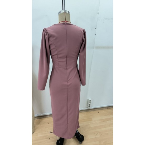 Kadın Uzun Kollu Kruvaze Yakalı Yanları Taşlı Yırtmaçlı Uzun Ithal Krep Elbise, 29291 Kadın Uzun Kollu Kruvaze Yakalı Yanları Taşlı Yırtmaçlı Uzun Ithal Krep Elbise, 29291