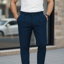 Erkek Belden Düğmeli Cepli Dokuma Pantolon , 29318