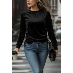 Kadın Uzun Kollu Bisiklet Yaka Yanları Ve Kolları Büzgülü Kadife Bluz, 29317 Kadın Uzun Kollu Bisiklet Yaka Yanları Ve Kolları Büzgülü Kadife Bluz, 29317