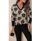 Kadın Uzun Kollu V Yakalı Desenli Süprem Bluz , 29332