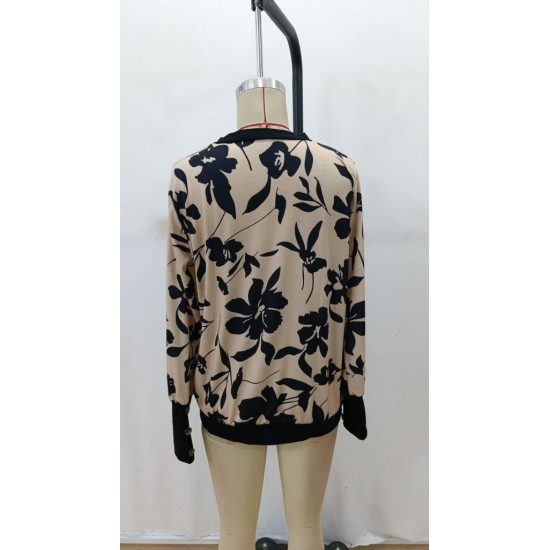 Kadın Uzun Kollu V Yakalı Desenli Süprem Bluz , 29332