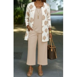 Kadın Uzun Kollu önü Açık Modal Ceket Kolsuz Viskon Iki Iplik Bluz Ve Pantolon üçlü Takım, 29331