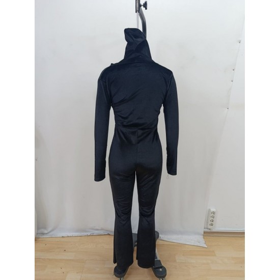 Kadın Uzun Kollu Kapşonlu Fermuarlı Kadife Tulum , 29333