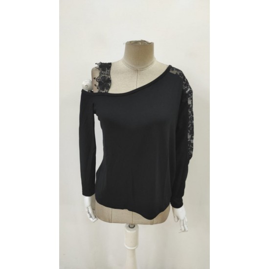 Kadın Tek Omuzu Açık Askılı Dantelli Viskon Bluz , 29337 Kadın Tek Omuzu Açık Askılı Dantelli Viskon Bluz , 29337