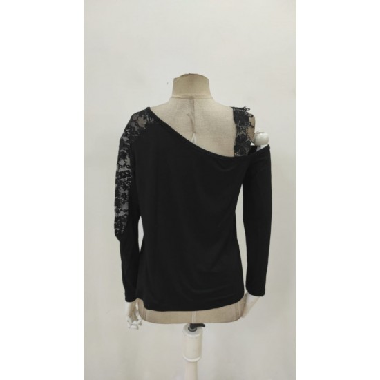 Kadın Tek Omuzu Açık Askılı Dantelli Viskon Bluz , 29337 Kadın Tek Omuzu Açık Askılı Dantelli Viskon Bluz , 29337