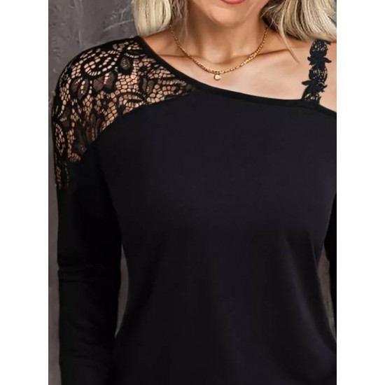 Kadın Tek Omuzu Açık Askılı Dantelli Viskon Bluz , 29337 Kadın Tek Omuzu Açık Askılı Dantelli Viskon Bluz , 29337
