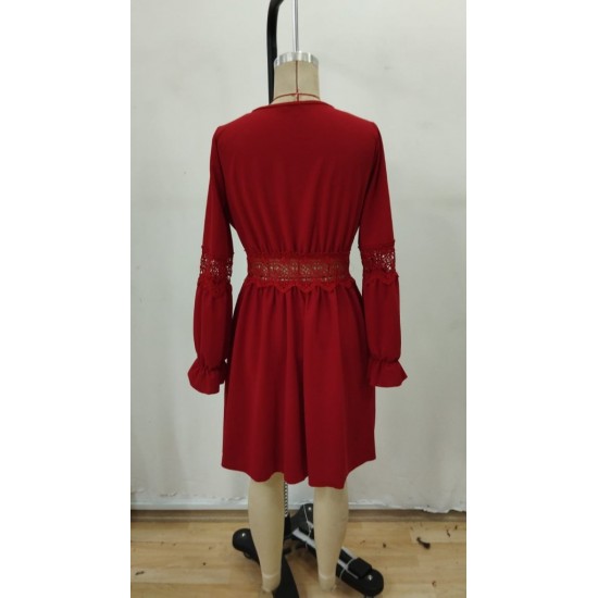 Kadın Uzun Kollu Kruvaze Yakalı Dantelli Fermuar Detaylı Mini Ithal Krep Elbise, 29350 Kadın Uzun Kollu Kruvaze Yakalı Dantelli Fermuar Detaylı Mini Ithal Krep Elbise, 29350