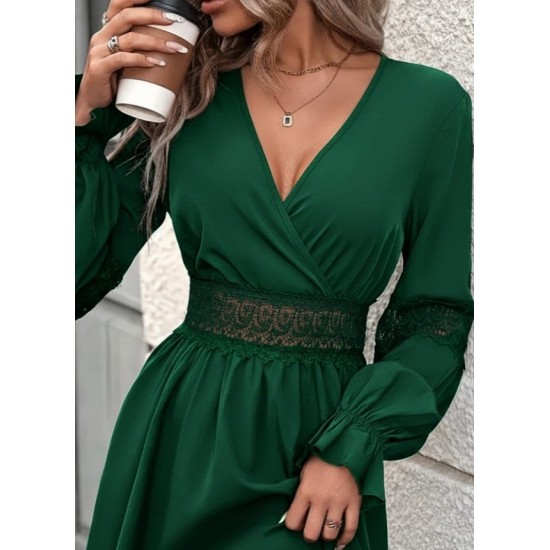 Kadın Uzun Kollu Kruvaze Yakalı Dantelli Fermuar Detaylı Mini Ithal Krep Elbise, 29349 Kadın Uzun Kollu Kruvaze Yakalı Dantelli Fermuar Detaylı Mini Ithal Krep Elbise, 29349