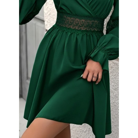 Kadın Uzun Kollu Kruvaze Yakalı Dantelli Fermuar Detaylı Mini Ithal Krep Elbise, 29349 Kadın Uzun Kollu Kruvaze Yakalı Dantelli Fermuar Detaylı Mini Ithal Krep Elbise, 29349