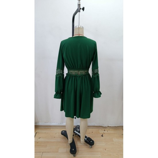 Kadın Uzun Kollu Kruvaze Yakalı Dantelli Fermuar Detaylı Mini Ithal Krep Elbise, 29349 Kadın Uzun Kollu Kruvaze Yakalı Dantelli Fermuar Detaylı Mini Ithal Krep Elbise, 29349