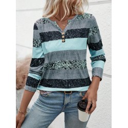 Kadın Uzun Kollu Yakadan Düğmeli çizgili Desenli Süprem Bluz , 29344 Kadın Uzun Kollu Yakadan Düğmeli çizgili Desenli Süprem Bluz , 29344