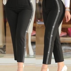 Kadın Yüksek Bel Yanlardan Taş Detaylı Ithal Krep Pantolon , 29357 Kadın Yüksek Bel Yanlardan Taş Detaylı Ithal Krep Pantolon , 29357