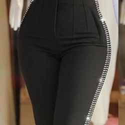 Kadın Yüksek Bel Yanlardan Taş Detaylı Ithal Krep Pantolon , 29357 Kadın Yüksek Bel Yanlardan Taş Detaylı Ithal Krep Pantolon , 29357