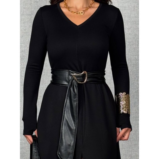 Kadın Uzun Kollu Yakalı Belden Deri Detaylı Kuşaklı Yırtmaçlı Midi Viskon Iki Iplik Elbise , 29358 Kadın Uzun Kollu Yakalı Belden Deri Detaylı Kuşaklı Yırtmaçlı Midi Viskon Iki Iplik Elbise , 29358