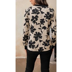 Kadın Uzun Kollu V Yakalı Desenli Süprem Bluz , 29369 Kadın Uzun Kollu V Yakalı Desenli Süprem Bluz , 29369