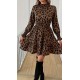 Kadın Uzun Kollu Yarı Balıkçı Yaka Leopar Desenli Modal Mini Elbise , 29395 Kadın Uzun Kollu Yarı Balıkçı Yaka Leopar Desenli Modal Mini Elbise , 29395