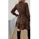 Kadın Uzun Kollu Yarı Balıkçı Yaka Leopar Desenli Modal Mini Elbise , 29395 Kadın Uzun Kollu Yarı Balıkçı Yaka Leopar Desenli Modal Mini Elbise , 29395