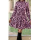 Kadın Uzun Kollu Yarı Balıkçı Yaka Leopar Desenli Modal Mini Elbise , 29393