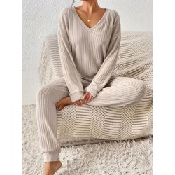 Kadın Uzun Kollu V Yakalı Kaşkorse Bluz Ve Pantolon Ikili Takım , 29400