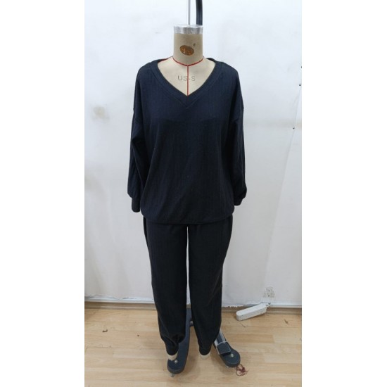Kadın Uzun Kollu V Yakalı Kaşkorse Bluz Ve Pantolon Ikili Takım , 29399