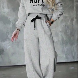 Kadın Uzun Kollu Nope Baskılı Beli Ribanalı Ikili Takım , 29396