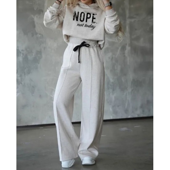 Kadın Uzun Kollu Nope Baskılı Beli Ribanalı Ikili Takım , 29396