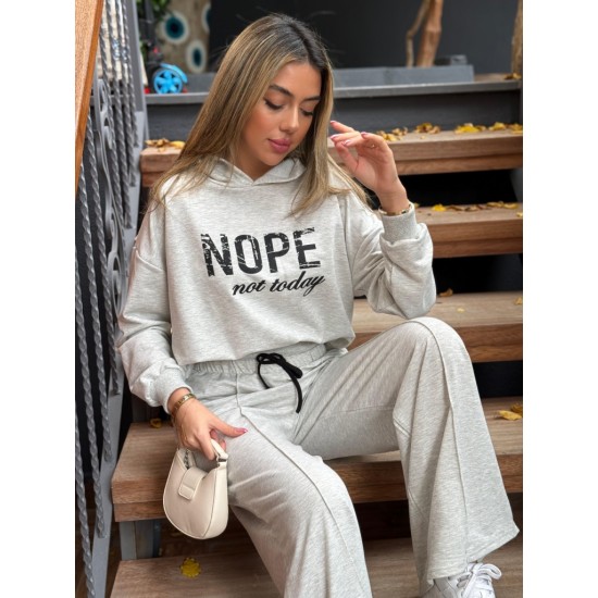 Kadın Uzun Kollu Nope Baskılı Beli Ribanalı Ikili Takım , 29396