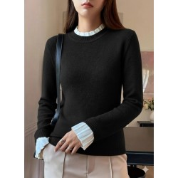 Kadın Uzun Kollu Fırfırlı Yakalı Triko Bluz , 29406