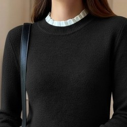 Kadın Uzun Kollu Fırfırlı Yakalı Triko Bluz , 29406