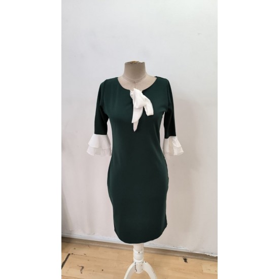 Kadın Truvakar Kollu Fiyonk Yakalı Midi Ithal Krep Elbise , 29414