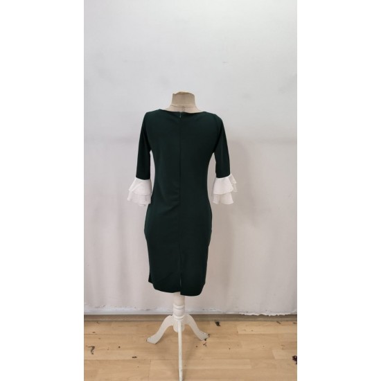 Kadın Truvakar Kollu Fiyonk Yakalı Midi Ithal Krep Elbise , 29414