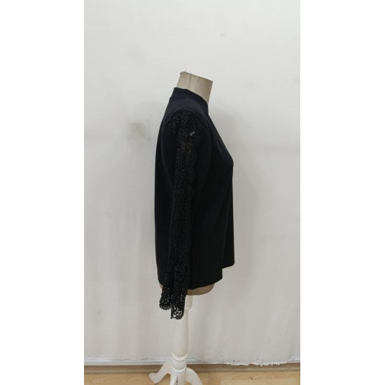 Kadın Uzun Kollu Hakim Yaka Kolları Dantel Detaylı Ithal Krep Bluz , 29434 Kadın Uzun Kollu Hakim Yaka Kolları Dantel Detaylı Ithal Krep Bluz , 29434