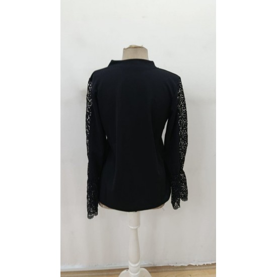 Kadın Uzun Kollu Hakim Yaka Kolları Dantel Detaylı Ithal Krep Bluz , 29434 Kadın Uzun Kollu Hakim Yaka Kolları Dantel Detaylı Ithal Krep Bluz , 29434