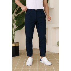 Erkek Belden Düğmeli Cepli Dokuma Pantolon , 29446