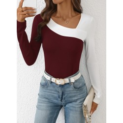 Kadın Uzun Kollu Geometrik Yaka Detaylı çift Renkli Viskon Bluz , 29443 Kadın Uzun Kollu Geometrik Yaka Detaylı çift Renkli Viskon Bluz , 29443