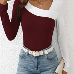 Kadın Uzun Kollu Geometrik Yaka Detaylı çift Renkli Viskon Bluz , 29443 Kadın Uzun Kollu Geometrik Yaka Detaylı çift Renkli Viskon Bluz , 29443